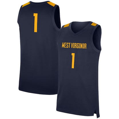 W.Virginia Mountaineers #1 Player Replica basketball Jerseys - Navy American College Jerseys