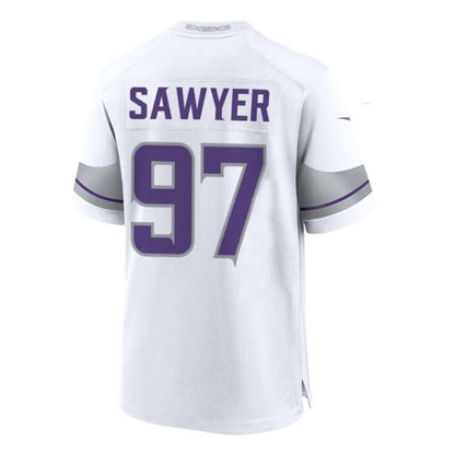 MN.Vikings #97 Talance Sawyer Team Game Player Jersey - White American Football Jerseys