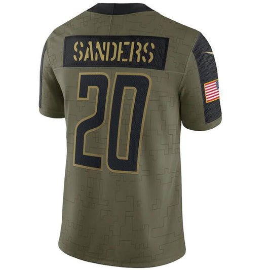 D.Lions #20 Barry Sanders Player Olive Salute To Service Football Jerseys