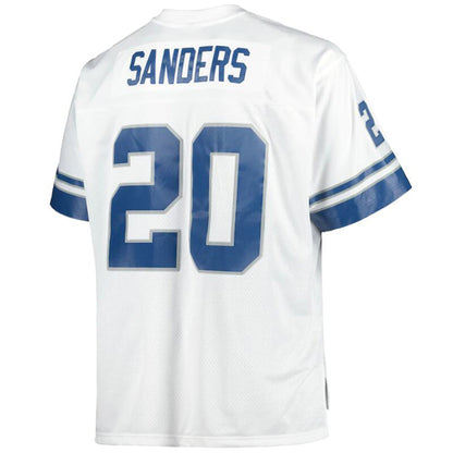 D.Lions #20 Barry Sanders White Authentic Throwback Retired Player Football Jerseys