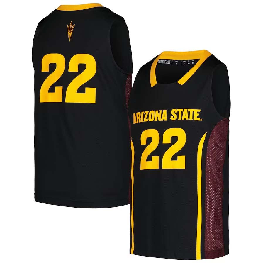 A.State Sun Devils #22 Player Swingman Game Jersey - Black Stitched American College Jerseys