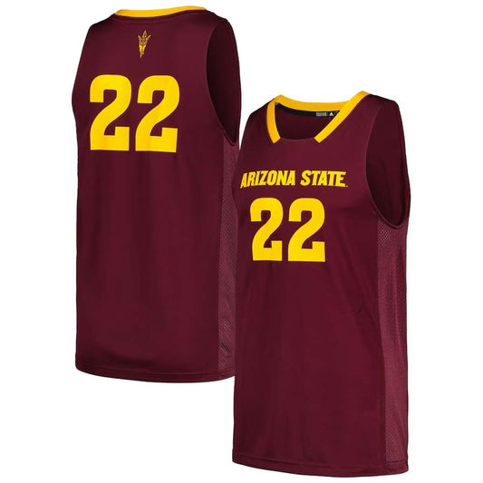 A.State Sun Devils #22 Player Swingman Game Jersey - Maroon Stitched American College Jerseys