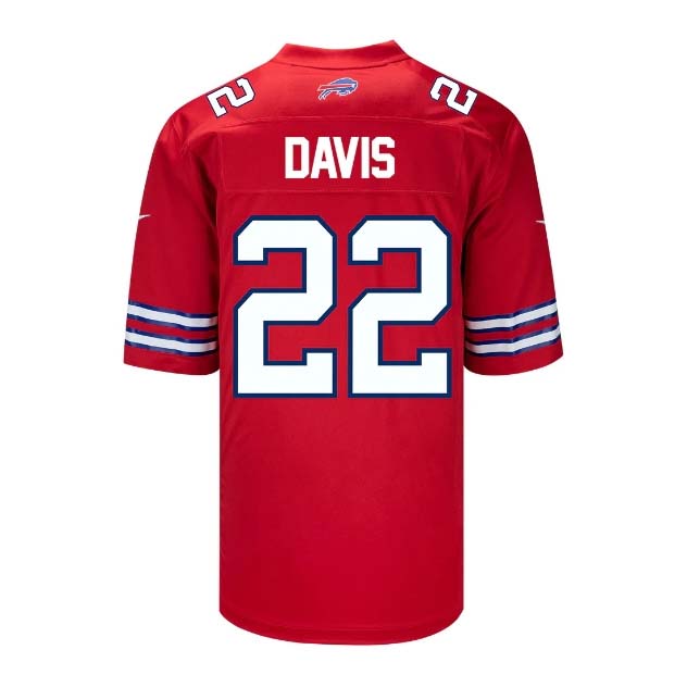 B.Bills #22 Ray Davis Red Player Game Jersey -American Stitched Football Jerseys