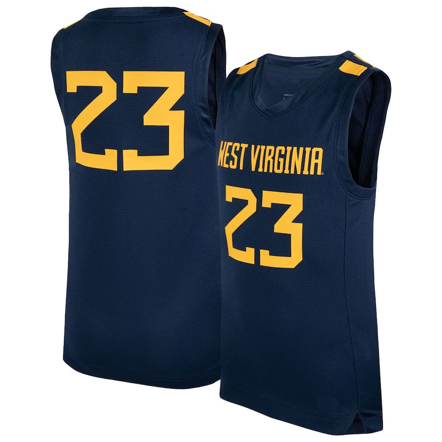 W.Virginia Mountaineers #23 Player Icon Replica Basketball Jersey - Navy American College Jerseys