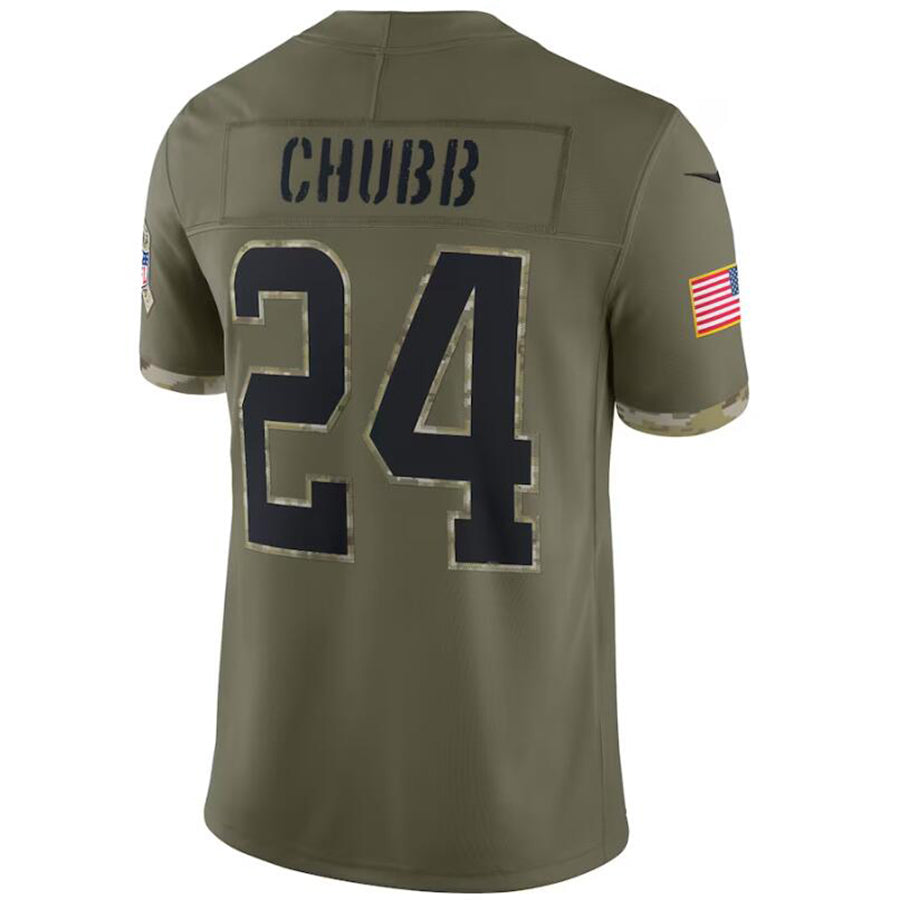 C.Browns #24 Nick Chubb Olive Salute To Service Player Football Jerseys