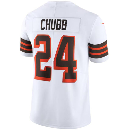 C.Browns #24 Nick Chubb Player White Vapor Limited Football Jerseys