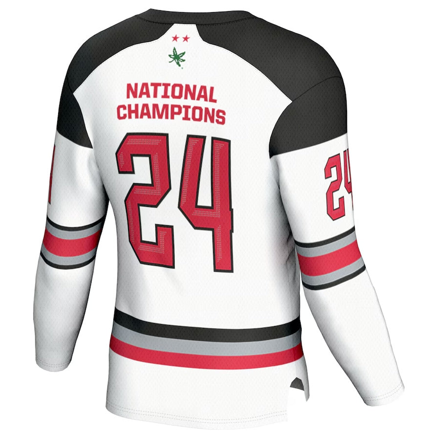 O.State Buckeyes #24 Player Ice Hockey National Champions Fashion Jersey - White American College Jerseys