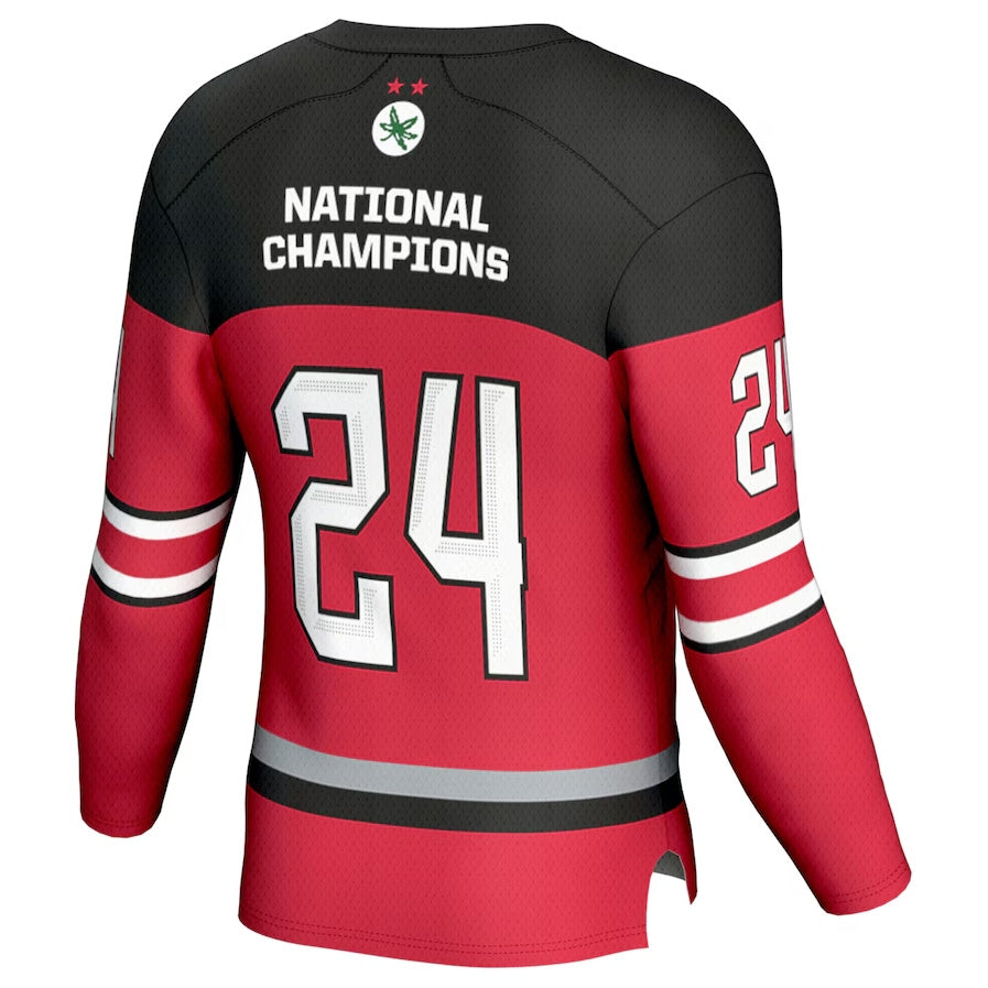 O.State Buckeyes #24 Player Ice Hockey National Champions Fashion Jersey - Scarlet American College Jerseys