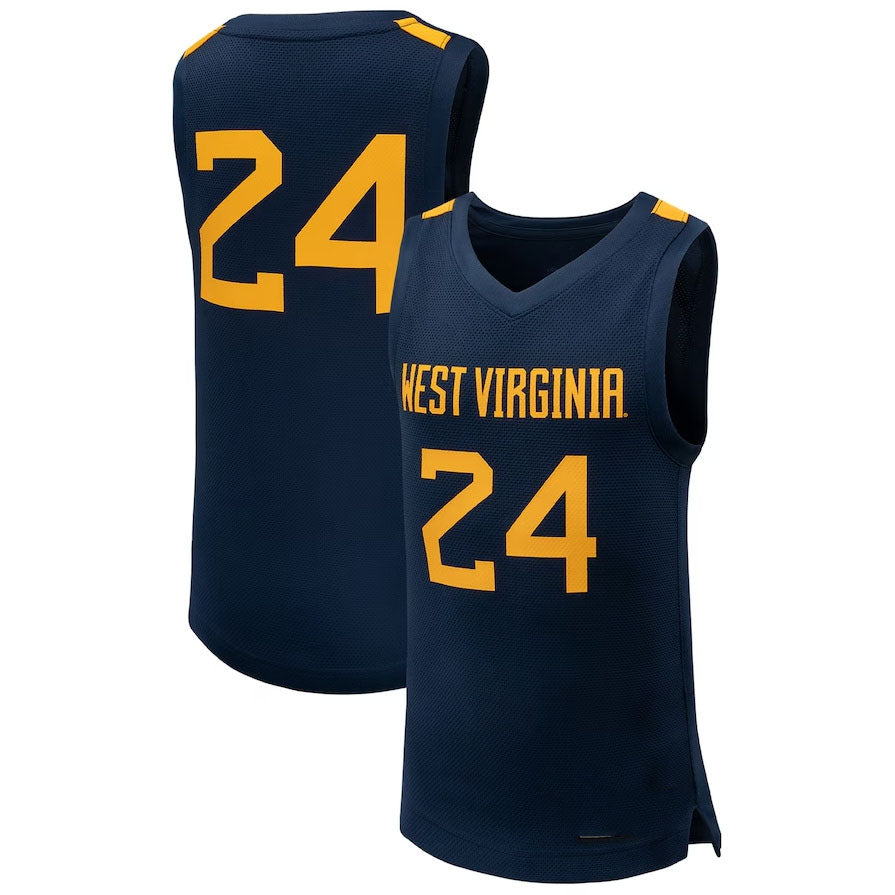 W.Virginia Mountaineers #24 Player Replica Basketball Jersey - Navy American College Jerseys