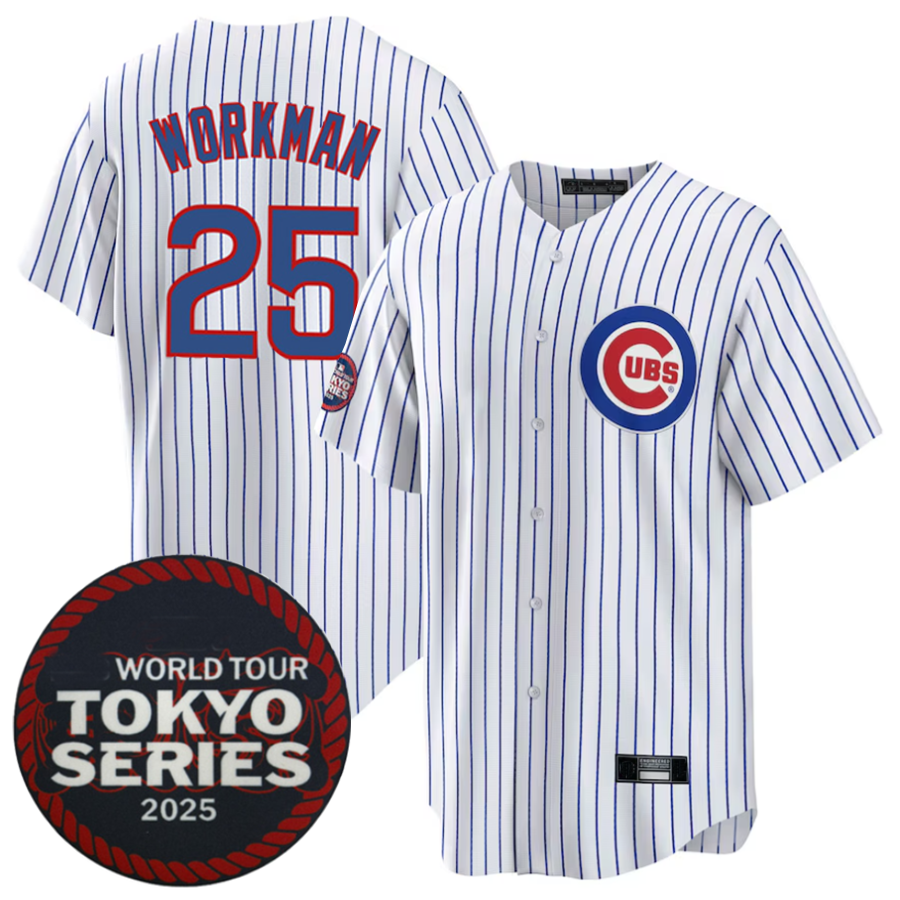 C.Cubs #25 Gage Workman Player White 2025 World Tour Tokyo Series Home Stitched Baseball Jerseys