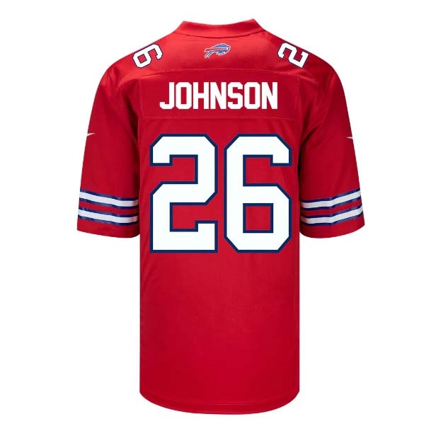 B.Bills #26 Ty Johnson Player Red Game Jersey - Red Stitched American Football Jerseys