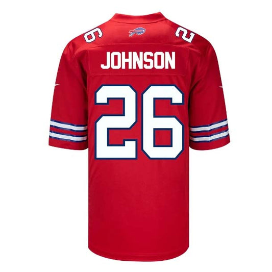 B.Bills #26 Ty Johnson Player Red Game Jersey - Red Stitched American Football Jerseys