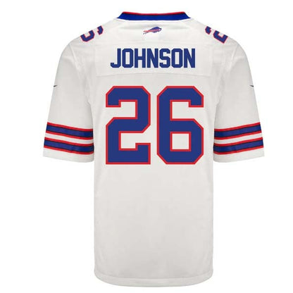 B.Bills #26 Ty Johnson White Player Game Jersey -Stitched American Football Jerseys