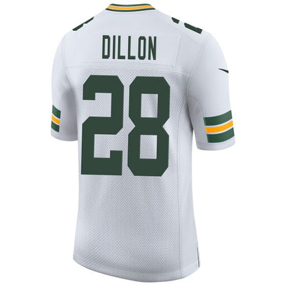 GB.Packers #28 A.J. Dillon White Player Away Limited Stitched American Football Jerseys