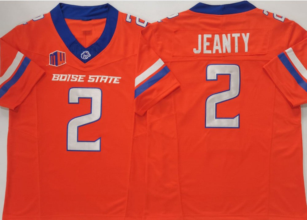 B.State Broncos #2 Ashton Jeanty Boise State Broncos Orange Player Jersey -Stitched American College Jerseys