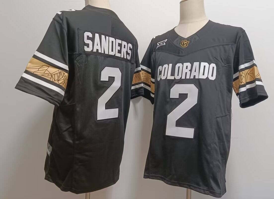 C.Buffaloes #2 Shedeur Sanders Player Black With XII Patch Stitched American College Jerseys