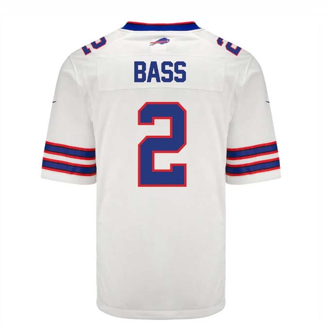 B.Bills #2 Tyler Bass Player White Game Jersey -American Stitched Football Jerseys