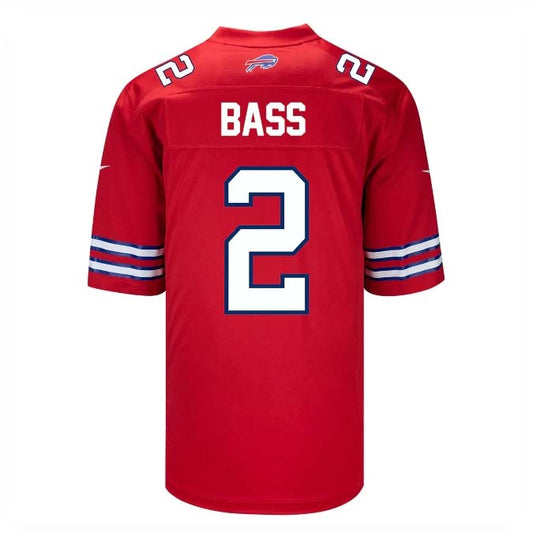 B.Bills #2 Tyler Bass Red Player Game Jersey -American Stitched Football Jerseys