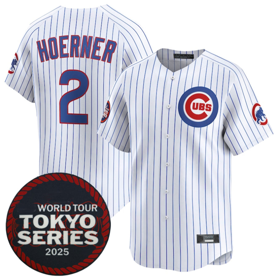 C.Cubs #2 Nico Hoerner Player White 2025 World Tour Tokyo Series Home Stitched Baseball Jerseys