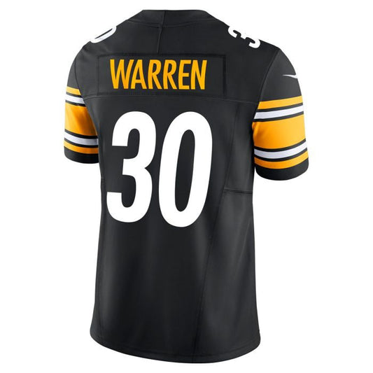 P.Steelers #30 Jaylen Warren Player Vapor F.U.S.E Limited Black Stitched American Football Jerseys