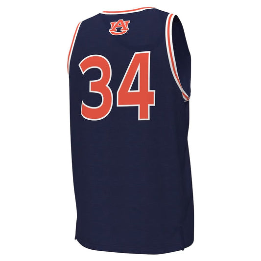 A.Tigers #34 Player Under Armour Game Basketball Jersey - Navy Stitched American College Jerseys