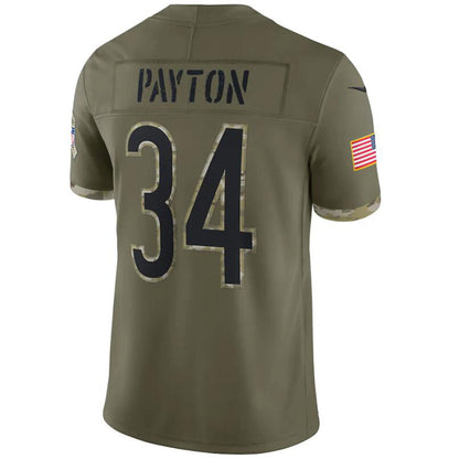 C.Bears #34 Walter Payton Olive Salute To Service Retired Player Football Jerseys