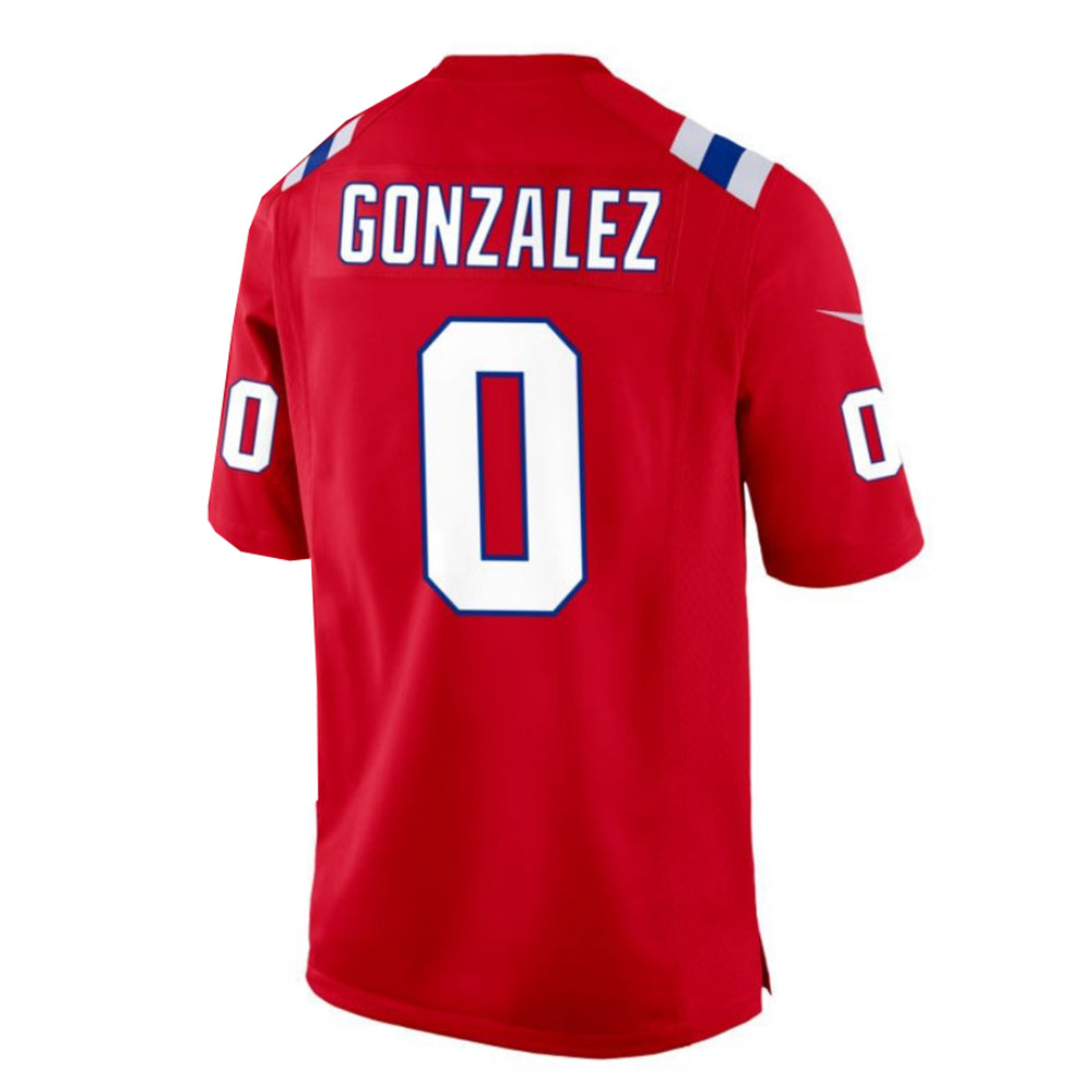 NE.Patriots #0 Christian Gonzalez Player Red Game Jersey Stitched American Football Jerseys