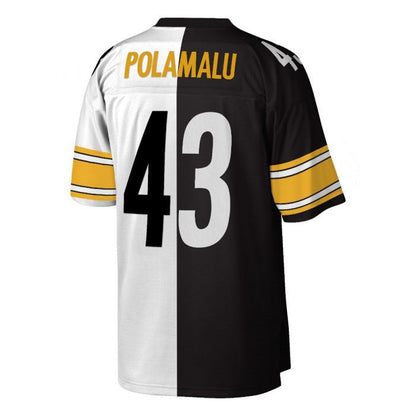 P.Steelers #43 Troy Polamalu Player White/Black Mitchell & Ness Replica Limited Split Stitched American Football Jerseys