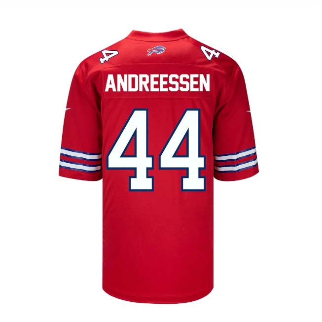 B.Bills #44 Joe Andreessen Player Red Game Jersey -Stitched American Football Jerseys