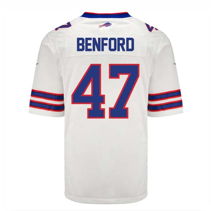 B.Bills #47 Christian Benford Player White Game Jersey -Stitched American Football Jerseys