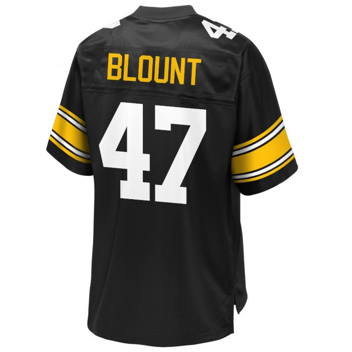 P.Steelers #47 Mel Blount Player Replica Black Stitched American Football Jerseys