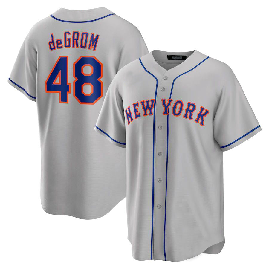 NY.Mets #48 Jacob Degrom Gray Road Game Player Baseball Jerseys