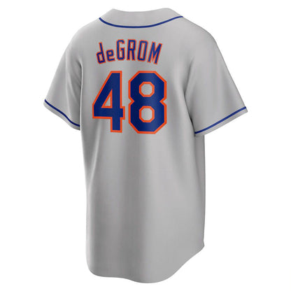 NY.Mets #48 Jacob Degrom Player Gray Road Game Baseball Jerseys