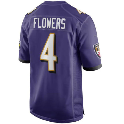 B.Ravens #4 Zay Flowers Purple Player Game Stitched Football Jerseys