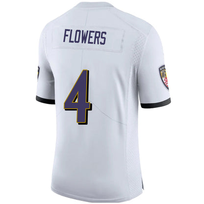 B.Ravens #4 Zay Flowers Whtie Player Game Stitched Football Jerseys