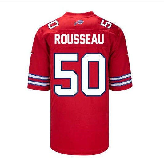 B.Bills #50 Greg Rousseau Player Red Game Jersey -Stitched American Football Jerseys