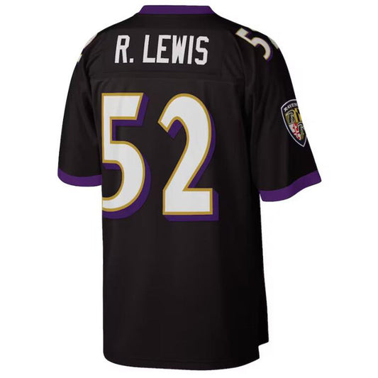 B.Ravens #52 Ray Lewis Black Authentic Throwback Retired Player Jerseys American Stitched Football Jerseys