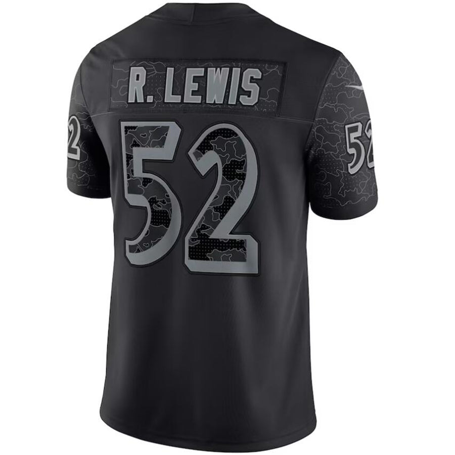 B.Ravens #52 Ray Lewis Player Black RFLCTV Limited Football Jerseys