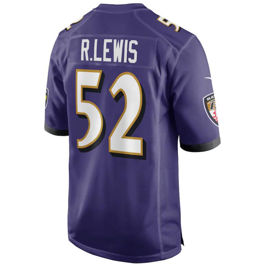 B.Ravens #52 Ray Lewis Player Purple Game Jerseys American Stitched Football Jerseys