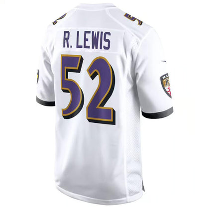 B.Ravens #52 Ray Lewis Player White Game Jerseys American Stitched Football Jerseys