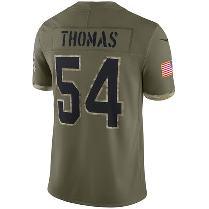 #54 Zach Thomas Player M.Dolphins Olive Salute To Service Limited Football Jerseys