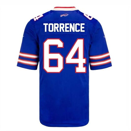 B.Bills #64 O'Cyrus Torrence Player Game Jersey - Royal Stitched American Football Jerseys