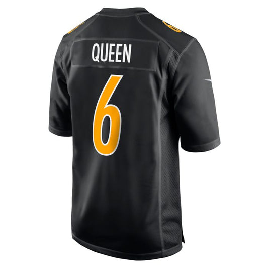 P.Steelers #6 Patrick Queen Player Replica Carbon Black Stitched American Football Jerseys