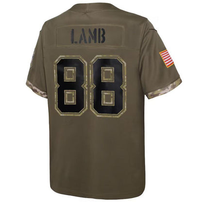 D.Cowboys #88 CeeDee Lamb Olive Salute To Service Player Football Jerseys