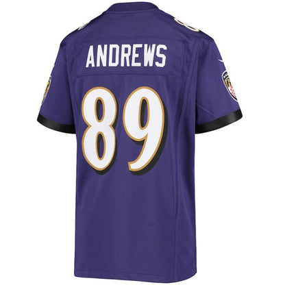 B.Ravens #89 Mark Andrews Purple Authentic Throwback Retired Player Player Football Jerseys