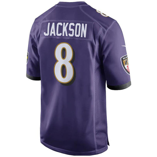 B.Ravens #8 Lamar Jackson Purple Player Game Stitched Football Jerseys