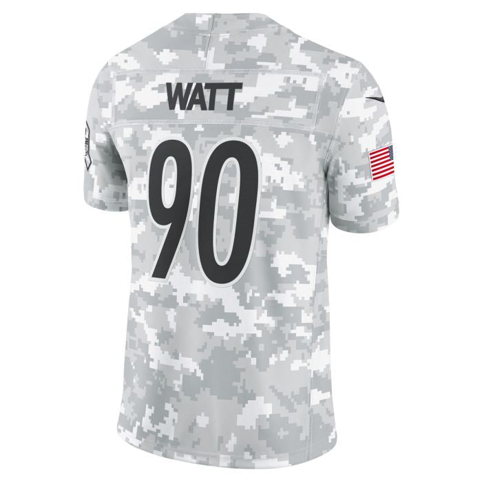 P.Steelers #90 T.J. Watt Player Vapor F.U.S.E. Limited Arctic Camo Salute to Service Stitched American Football Jerseys