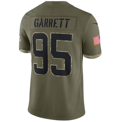 C.Browns #95 Myles Garrett Olive Salute To Service Player Football Jerseys