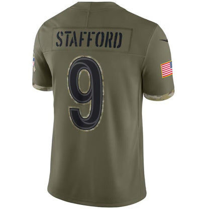 #9 Matthew Stafford Player LA.Rams Olive Salute To Service Limited Football Jerseys