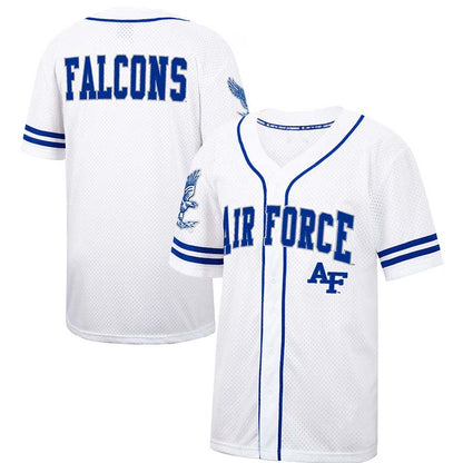 AF.Falcons Blank Player Colosseum Free Spirited Mesh Button-Up Baseball Jersey - White Stitched American College Jerseys